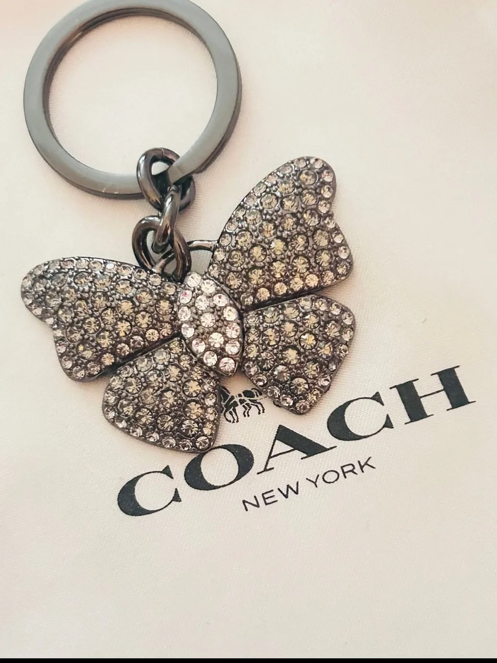 EXTREMELY RARE Vintage Coach Y2K Crystal Butterfly Keychain/ Bag Charm